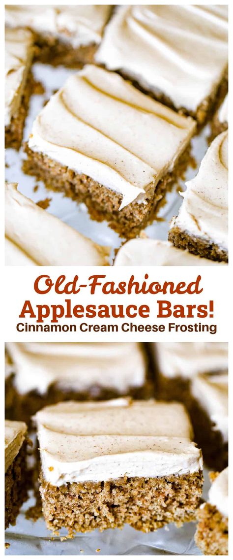 Easy Applesauce Bars Applesauce Bars, Yummy Fall Desserts, Easy Applesauce, Spice Frosting, Carrot Banana Cake, Mandala Inspiration, Retro Desserts, Fall Desserts Easy, Apple Dessert Recipes