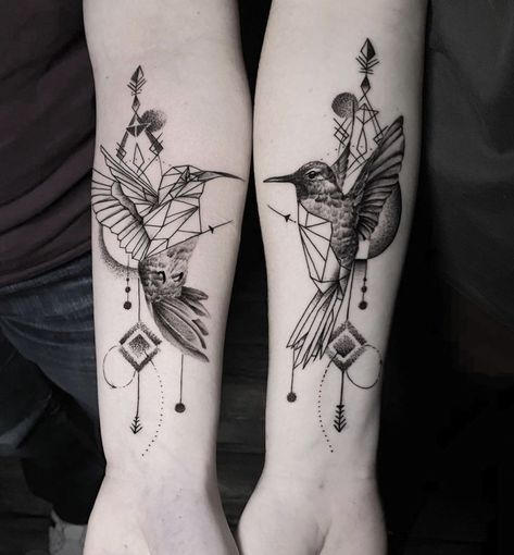 Brother Sister Twin Tattoo, Matching Dragon Tattoos, Matching Bestie Tattoos, Siblings Tattoo, Sacred Geometry Tattoos, Geometric Tattoo Bird, Godfather Tattoo, Neat Tattoos, Matching Tattoos For Siblings