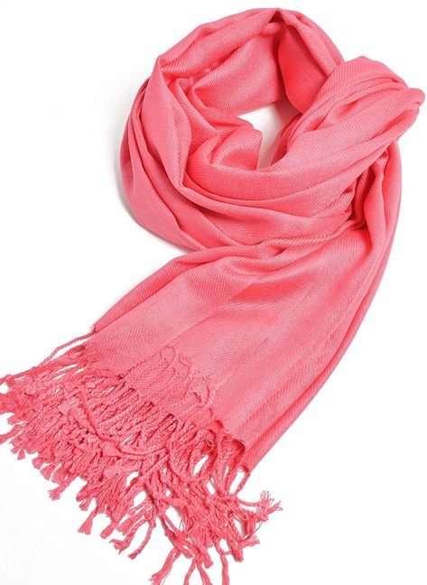 Premium Large Soft Silky Pashmina Shawl Wrap Scarf in Solid Colors - Coral Pink - CC18027ONG7 - Scarves & Wraps, Wraps & Pashminas  #SCARVES #WRAPS #fashionwomen #outfits #winter #Wraps & Pashminas Pink Pashmina Shawl Scarf, Pink Spring Scarves, Pink Bohemian Cotton Scarf, Pink Bohemian Scarf One Size, Thick Cardigan, Coral Scarf, Cashmere Scarf Women, Chiffon Shawl, Silk Headscarf