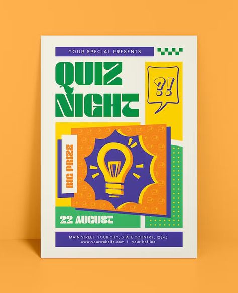 Q&a Poster Design, Quiz Flyer Design, Pub Quiz Poster, Quiz Illustration, Quiz Poster Design, Graphic Design Posters Ideas Creativity, Quiz Night Poster, Trivia Design, Quiz Poster