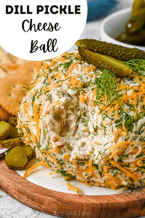 This dill pickle cheese ball is loaded with so much flavor as it combines cream cheese, a little bit of sour cream, cheese, dill ranch dressing, and a variety of dill pickles to create an irresistible cheese ball that everyone loves! This is the perfect appetizer for game day or parties. Dill Pickle Cheese Ball, Pickle Cheese Ball, Dill Ranch Dressing, Dill Ranch, Crowd Pleasing Appetizers, Dill Pickles, Classic Recipes, Cheese Ball Recipes, Best Instant Pot Recipe