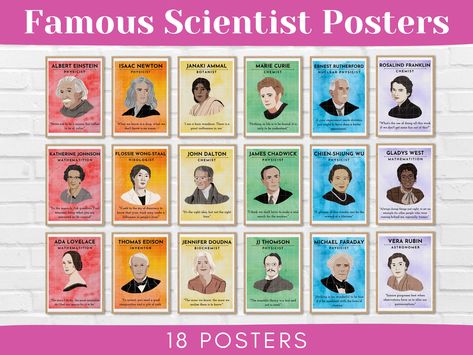 Famous Scientists For Kids, Scientist Posters, Udl Classroom, Famous Scientists Posters, Posters With Quotes, Classroom 2023, Science Display, Class Bulletin Boards, Famous Females