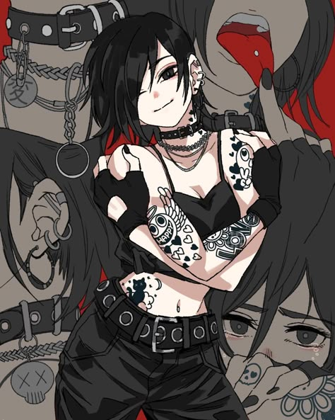 Goth Oc Art Girl, Goth Girl Animes, Goth Girl Icon, Goth Girl Character Design, Emo Girl Art, Goth Character Art, Emo Girl Drawing, Goth Oc Art, Goth Art Drawing