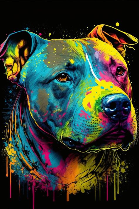 Hi, my name is Joe. And I create Dog portrait Artwork, and I recently decided to make them available on Etsy! If this interests you, take a look at my shop Dean Russo Art Dogs, Colorful Dog Art, Watercolor Tattoo Ideas, Bull Terrier Art, Dog Design Art, Bike Artwork, Tshirt Artwork, Pitbull Art, Peace Sign Art