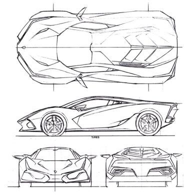 High-Resolution Lamborghini LA Vision Photos Lamborghini Sketch, Lamborghini Drawing, Automobile Sketch, Best Lamborghini, Back Drawing, Cool Car Drawings, Car Design Sketch, Concept Car Design, Car Sketch