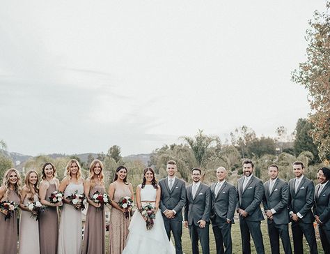 Modern Neutral Wedding in Temecula, California - Inspired By This Neutral Color Bridal Party, Navy Taupe Wedding, Grey And Brown Wedding, Modern Neutral Wedding, Wedding Party Colors, Quince Court, Wedding Parties Colors, Neutral Wedding Colors, Mill Wedding