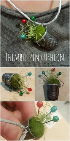 thimble pin cushion tutorial easy and cute #pincushions #freepattern #tutorials Diy Pin Cushion, Cushion Tutorial, Fabric Crafts Diy, Sewing Cushions, Crochet Hook Set, Needle Cases, Pin Cushion, Easy Sewing Projects, Sewing Gifts