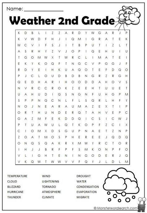 Free Worksheets For 2nd Grade, Home School Activities 2nd Grade, Second Grade Fun Worksheets, Weather Word Search Free Printable, Fun Worksheets For 2nd Grade, Homeschool For 2nd Grade, Homework For 2nd Grade, 2nd Grade Free Printables, Word Search For 2nd Grade