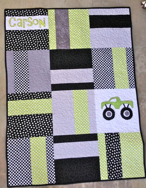 Monster Truck Quilt, Truck Quilt, Baby Boy Quilt Patterns, Polka Dot Quilts, Girl Quilts Patterns, Boys Quilt Patterns, Girl Quilts, Quilt Stories, Kids Quilts