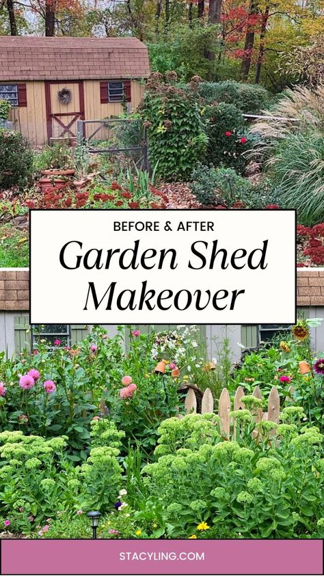 Looking for ways to complete a garden shed makeover? Try painting it! Wait until you see how a can of paint can completely transform an eyesore garden shed. Keep reading to learn more about how to paint a garden shed. Painted Sheds Ideas Colour, Garden Shed Colours, Painted Sheds, Shed Paint Colours, Garden Shed Makeover, Painted Garden Sheds, Small Garden Shed, Painted Shed, Shed Makeover