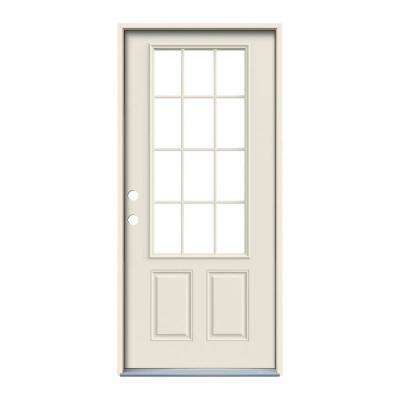 36 in. x 80 in. 12 Lite Primed Steel Prehung Right-Hand Inswing Front Door Steel Doors Exterior, Steel Entry Doors, Farmhouse Doors, Back Door, Entry Door, Door Installation, Types Of Doors, Back Doors, Painted Doors