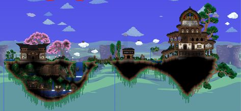 Terraria Floating Island, House Ideas Minecraft, Terraria Base, Terraria Design, Flying Island, Terrarium Base, Terraria House Ideas, Terraria House Design, Terraria House