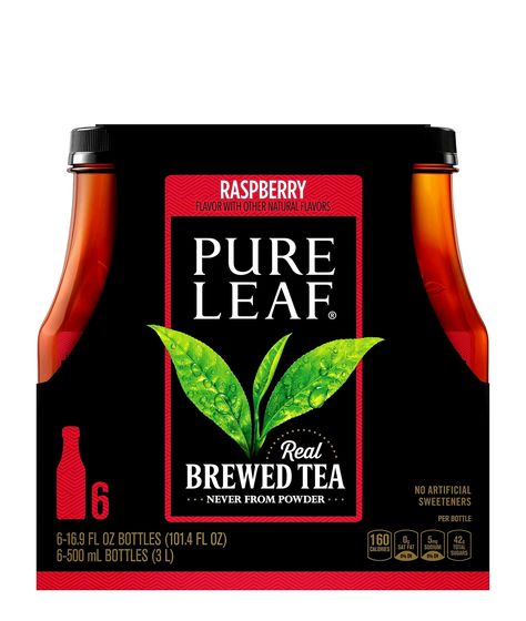 PURE LEAF Raspberry Ounce Fluid Raspberry Iced Tea, Raspberry Tea, Black Tea Leaves, Lemon Tea, Tea Powder, Cherry Flavor, Beverage Packaging, Pure Leaf Tea Bottle, Brewing Tea