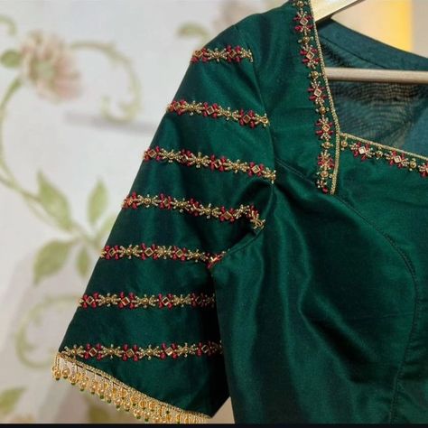 Enhance your ethnic style with our Dark Green Designer Zardosi Maggam Work Blouses! 🌿✨ Fabric: Luxurious Half Pattu/Raw Silk Dispatch: 4 days Price: ₹2300 (Unstitched) | ₹2850 (Stitched) Customizable colors & sizes available Reach us 📞 96404 90158 for enquires and bookings Crafted with intricate Zardosi work, these blouses add the perfect blend of tradition and elegance to your look. Ideal for weddings and festive occasions, make a bold statement and shine wherever you go! 🌸 #DarkGree... Dark Green Blouse Designs, Green Blouse Designs, Dark Green Blouse, Zardosi Work, Maggam Work Blouses, Work Blouses, Maggam Work, Ethnic Style, Green Blouse