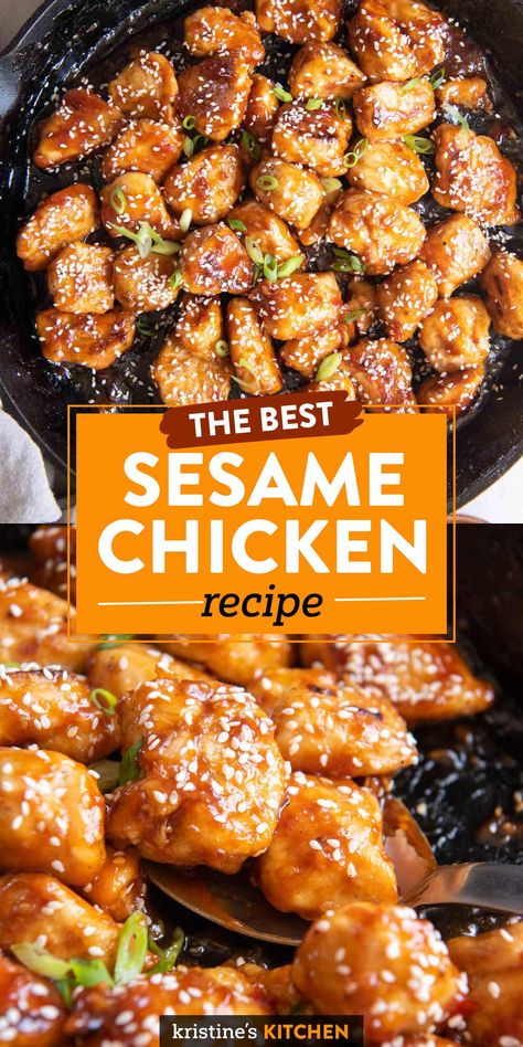 Homemade Chinese Food, Sesame Chicken Recipe, Chinese Cooking Recipes, Easy Chinese Recipes, Sesame Chicken, Chinese Cooking, Chicken Dishes Recipes, Asian Dishes, Butter Chicken