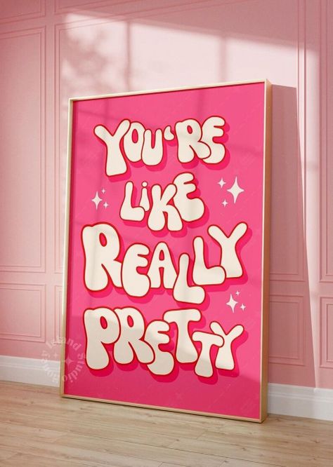 You're Like Really Pretty Funky Poster Bathroom Decor Maximalist Apartment Wall Art Funky Trendy Print Funky Aesthetic Pink Girly Prints - Etsy #Apartment #Girly #Your #Charm #HouseGoals #DecorTips #Infuse #DecorInspiration #Space #Feminine #HomeDecor #Decor #Ideas #with #InteriorInspo 70s Glamour, Girly Apartments, Girly Apartment Decor, Youre Like Really Pretty, Self Love Club, Groovy 70s, Retro Kunst, Deco Rose, Club Poster