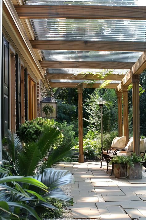 DIY Patio Covers: Budget-Friendly Ideas - 123 Inspiration Patio Covering Ideas Diy, Cheap Patio Roof Ideas On A Budget, Outdoor Oasis Backyard On A Budget, Diy Covered Outdoor Sitting Area, Diy Pergola Cover, Side Yard Pergola Ideas, Building A Patio On A Budget, Porch Covering Ideas Patio, Covered Patio Design On A Budget