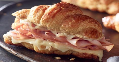 Our Croissant Sandwiches with Baby Swiss Cheese Recipe consists of Boar's Head delicate Baby Swiss Cheese, and delicious ham slices. (Prep time 10 Min | Cook Time 10 Min | Serves 4) Ingredients Ham Appetizers, Swiss Cheese Recipes, Croissant Sandwiches, Swiss Recipes, Cream Cheese Appetizer, Ham And Cheese Croissant, Black Forest Ham, Pastry Appetizer, Croissant Sandwich