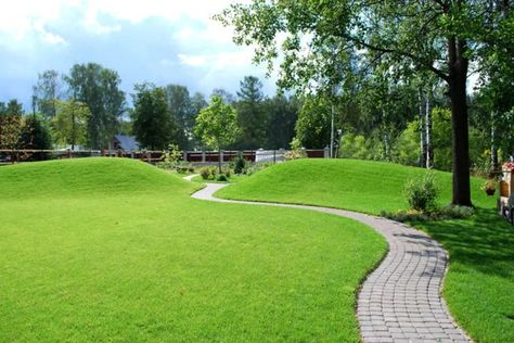 Landscaping Berm Ideas, Landscaping Berm, Berm Ideas, Landscape For House, School Courtyard, Paving Ideas, Landform, Luxury Mansion, Formal Garden