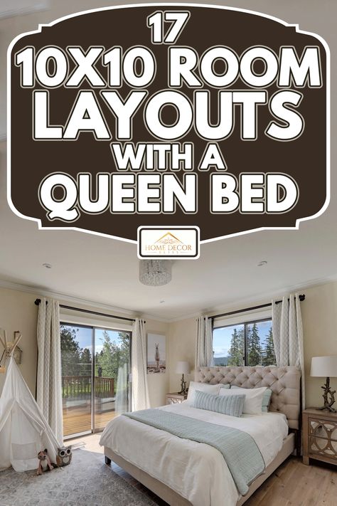 Small Bedroom Ideas With A Queen Bed, 9x10 Bedroom Layout Queen Bed, Guest Room Furniture Layout, Queen Bed Arrangement Ideas, 2 Beds In Bedroom, 10 X 11 Bedroom Furniture Layout, Queen Bed In A Small Bedroom, 11x11 Bedroom With Queen Bed, Bedroom Layout Queen Size Bed