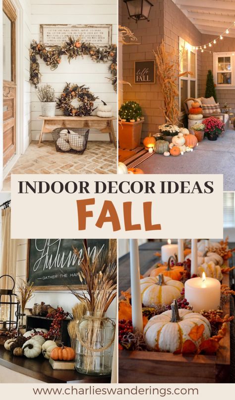 Looking for some inspiration for your yearly Autumn Decorations Indoor? Here is a collection of the most beautiful decorating ideas for the upcoming Fall season. | fall decorations indoor | fall decor ideas for the home | fall decor inspiration | fall decor ideas | fall decor living room cozy | autumn decor ideas | autumn decorating ideas | autumn decorations indoor | indoor autumn decor ideas | autumn house decor ideas | fall decor indoor ideas | fall decor indoor simple Fall Decor Ideas Inside Home, Fall Decorations Inside The House, Fall Decor Ideas For The Home Inside, Simple Fall Entryway Decor, Fall Decor Ideas For Inside Home, Indoor Pumpkin Decor, Indoor Pumpkin Display, Fall Decor Inside Home, Decorate House For Fall