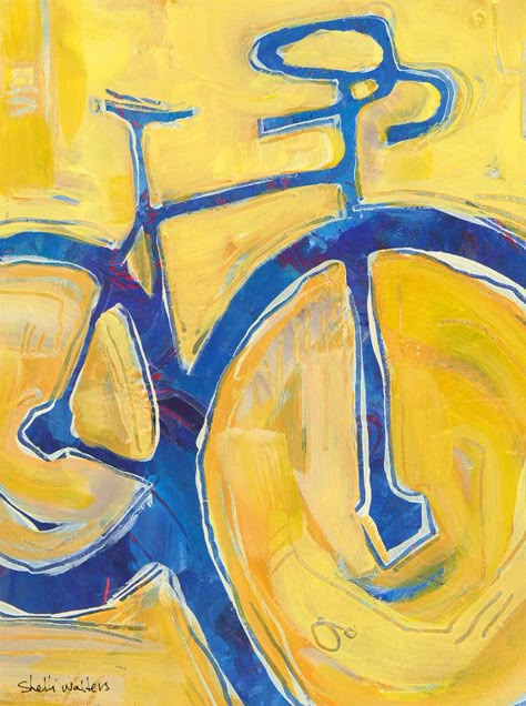 blue Blue Road, Bike Painting, Bicycle Painting, Cycling Design, Bike Poster, Bicycle Art, Cycling Art, Bike Art, Camping Art