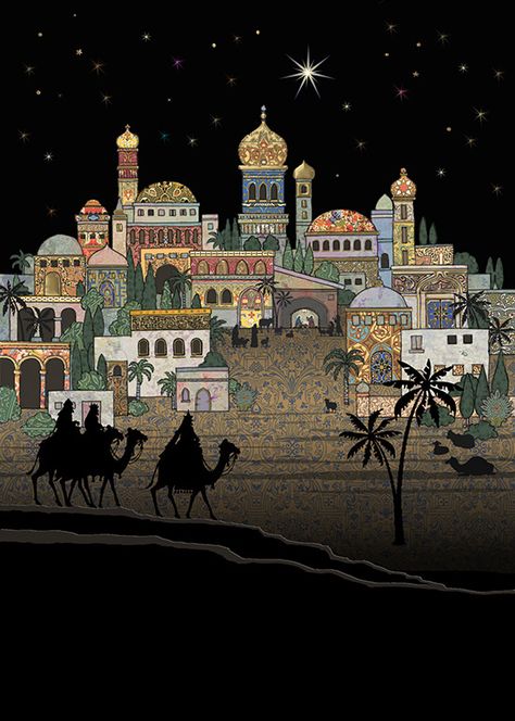 Bug Art MC036 Entering Bethlehem greetings card Bethlehem Christmas, The Three Wise Men, Owl Wallpaper, Art Greeting Cards, Bug Art, Christmas Play, Three Wise Men, Christmas Nativity Scene, Religious Christmas