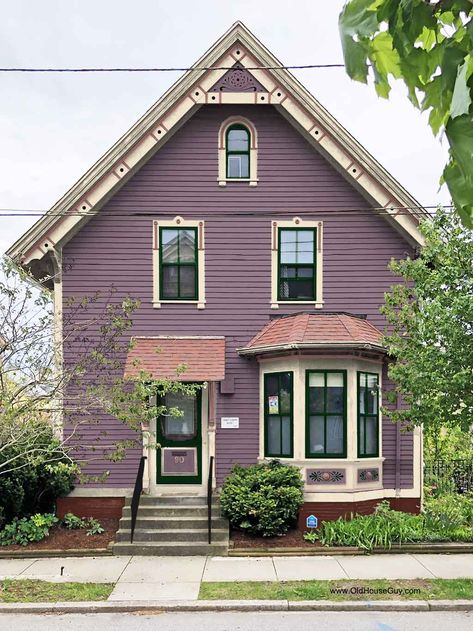 Exterior Paint Color Portfolio Archives - Page 7 of 34 - OldHouseGuy Blog Shutter Paint Colors, Historic Paint Colours, Purple House, Dark Trim, Prairie Style Houses, New Paint Colors, Long House, Siding Colors, Exterior Paint Color