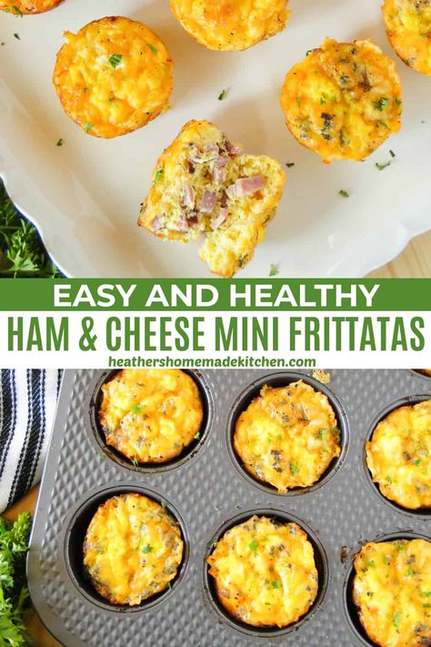 Freezer Friendly Breakfast, Ham Frittata, Fritata Recipe, Healthy Ham, Ham And Cheese Omelette, Mini Frittatas, On The Go Breakfast, Mini Frittata, Ham Breakfast