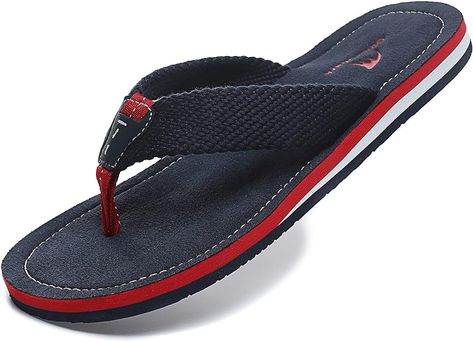 Quickshark Mens Flip Flops Leather Thong Sandals Arch Support Beach Slippers Mens Leather Flip Flops, Water Shoes For Kids, Kids Flip Flops, Comfortable Footwear, Leather Thong Sandals, Beach Slippers, Heel Pain, Leather Flip Flops, Better Future