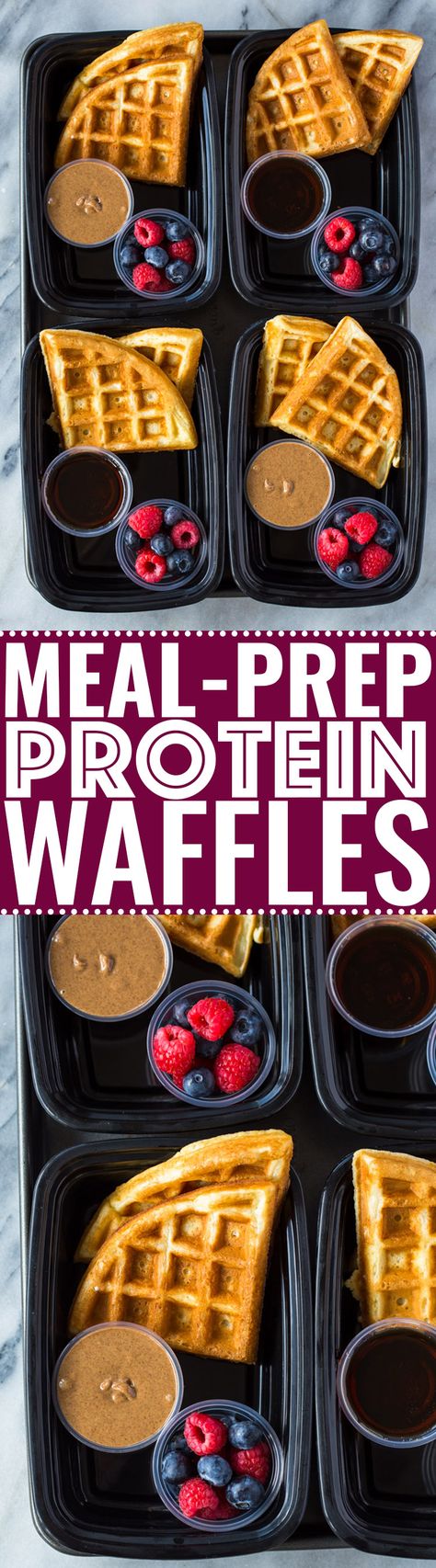 Meal-Prep Protein Waffles Gimme Delicious, Protein Meal Prep, Fitness Meal Prep, Food Protein, Fitness Meals, Protein Waffles, Protein Meal, Breakfast Meal, Meal Prep Containers