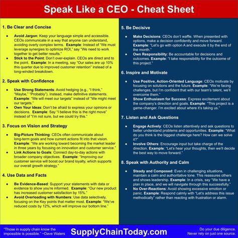 Speak Like a CEO - Cheat Sheet. - Speak Like A Ceo, Good Leadership Skills, Good Leadership, Leadership Motivation, Tim Cook, Real Estate Advertising, Work Fun, Find Quotes, Jeff Bezos