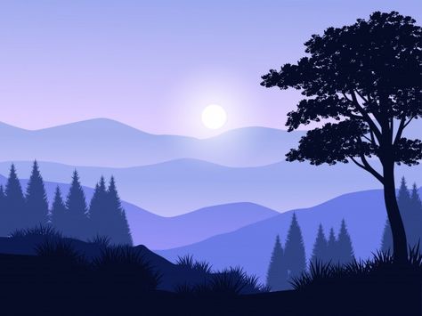 Premium Vector | Foggy grassland landscape on sunset Landscape Sillouhette, Silhouette Landscape Painting, Cnc Signs, Grassland Landscape, Layered Landscape, Illustration City, Box Background, Landscape Silhouette, Woodland Illustration