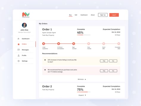 Buy sell properties portal Dashboard (Order Status) Ux Examples, Example Of Website, Ui Website, Portal Design, Web Dashboard, Digital Dashboard, Floor And Decor, Ui Design Website, Dashboard Ui