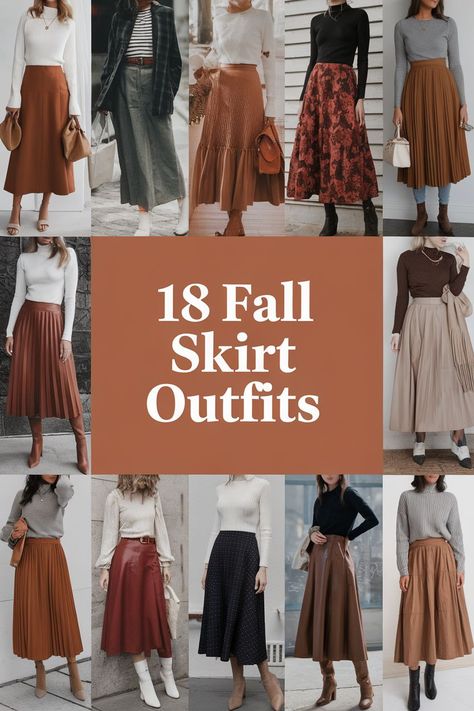 Embrace the autumn outfits trend with our handpicked selection of 18 fabulous skirt-based looks. These fashion inspiration ideas showcase the latest seasonal trends while providing practical style tips for every occasion. Elevate your wardrobe essentials with these must-try skirt outfits that effortlessly blend comfort and sophistication. #AutumnOutfits #FashionInspiration #SeasonalTrends #StyleTips #WardrobeEssentials Tan Skirt Winter Outfit, Tan Suede Skirt Outfit Fall, Winter Apostolic Outfits, Suede Skirt Outfit Fall, Modest Autumn Outfits, Wool Skirt Outfit Winter, Khaki Skirt Outfits, Wool Skirt Outfit, Fall Outfits Modest