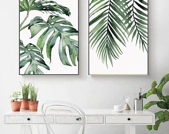 Botany Art, Leaves Wall Art, Watercolor Plants, 수채화 그림, Decoration Originale, Leaf Wall Art, Watercolor Leaves, Wall Art Canvas Painting, Wall Art Pictures