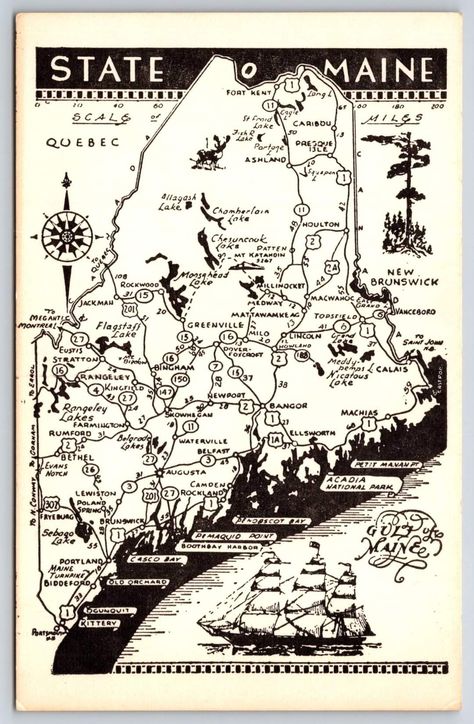 Maine Map, Northern Maine, State Of Maine, New Brunswick, Belfast, Old And New, Growing Up, Fort, Maine