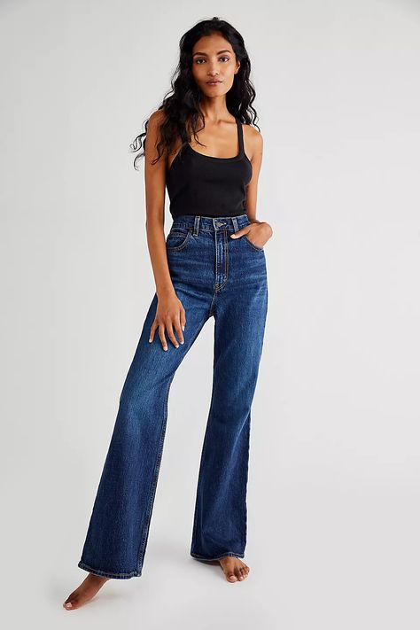 Levi's 70's High-Rise Flare Jeans | Free People Flared Jeans 70s, Flare Jeans Outfit, Jeans Free People, High Waisted Flare Jeans, All Jeans, High Waisted Flares, Flare Leg Jeans, 60s Fashion, Flared Jeans