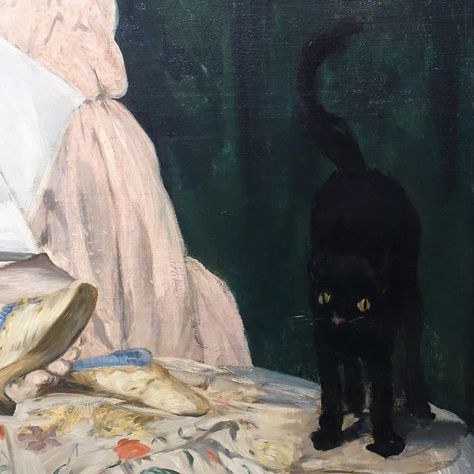 Olympia (detail) [1863]  by Edouard Manet #art #arte #kunst #artwork #manet #cat #EdouardManet #detail Olympia Painting, Manet Olympia, Olympia Manet, Mary Cassatt, Georges Seurat, Edouard Manet, Cat Hiding, Camille Pissarro, Paul Cezanne