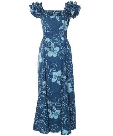 Hawaiian Maxi Muumuu Dress Niihau Teal Two Palms Wedding Dress Shirt, Hawaiian Muumuu, Island Style Clothing, Easy Wear Dresses, Polynesian Dress, Blouse Size Chart, Island Dress, Muumuu Dress