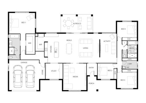 8marla House Plan, 4 Marla House Plan, 11 Marla House Plan, Harewood House Floor Plan, Harkaway Homes Australia Floor Plans, House Plans Australia, Hallmark Homes, Activity Room, House Plans One Story