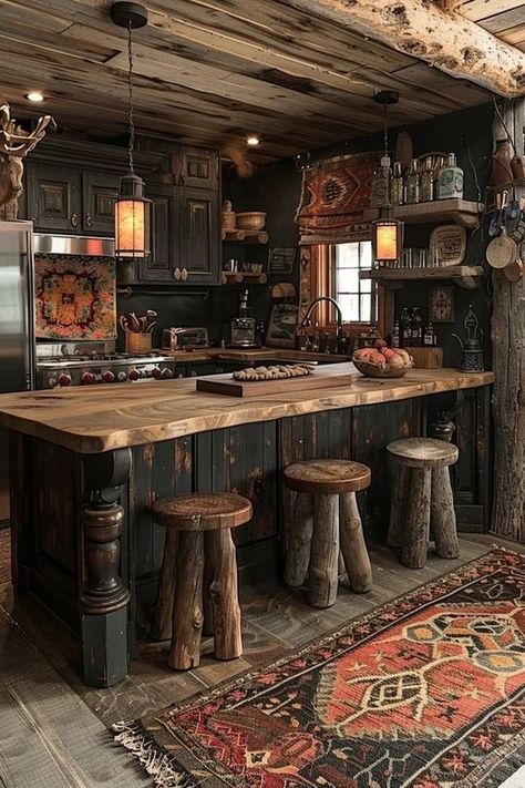 Rafe Aesthetic, Viking House Interiors, Old Cabin Interior, 2025 Kitchen, Rustic Cabin Kitchen, Log Cabin Kitchens, Log Cabin Kitchen, Cabin Kitchen Decor, Viking Kitchen