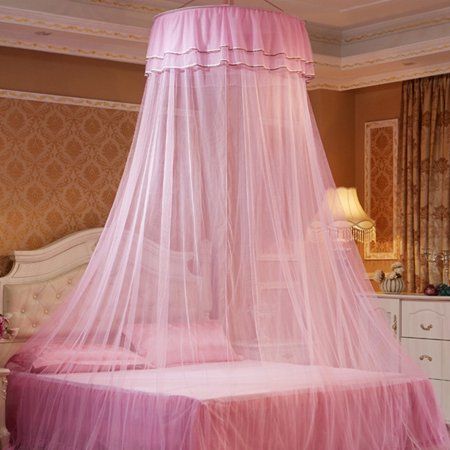 Round Double Lace Curtain Dome Bed Canopy Princess Mosquito Net with Luminous Butterfly - Walmart.com Princess Canopy Bed, Mosquito Net Bed, Bed Net, Canopy Bed Curtains, Bed Crown, Romantic Bed, Canopy Bedroom, Lace Bedding, Foldable Bed