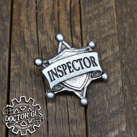 Inspector Badge - Cosplay Pin - Handcrafted Pewter Accessories by Doctor Gus - RPG LARP Roleplaying Enamel Pin Badge by doctorgus on Etsy Sun And Moon Rings, Sheriff Badge, Star Badge, Pewter Jewelry, Swag Bag, Dragon Jewelry, Enamel Pin Badge, Handcrafted Accessories, Pinback Buttons