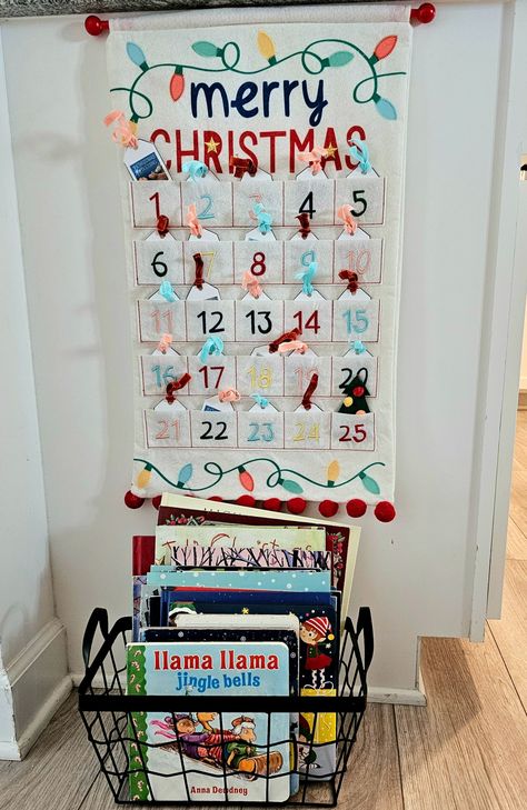 Advent Christmas Book Countdown Christmas Book Advent, Preschool Christmas Countdown, Christmas Book Advent Calendar, Book Advent Calendar Ideas, Diy Christmas Countdown, Countdown For Kids, Advent Readings, Christmas Countdown Diy, Count Down To Christmas