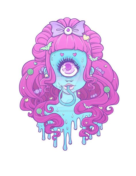 Cute Cyclops, Kawaii Monster, Pastel Gore, Pastel Goth Art, My Monster, Goth Art, Monster Girls, Creepy Art, Trippy Art