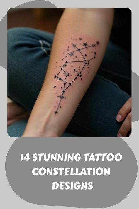 14 Stunning Tattoo Constellation Designs Galaxy Constellation Tattoo, January Constellation Tattoo, Pisces Constellation Tattoo Stars, Galaxy Tattoos For Women, Moon And Constellation Tattoo, Cancerian Constellation Tattoo, Birth Constellation Tattoo, Constellation Tattoo Gemini, Draco Constellation Tattoo