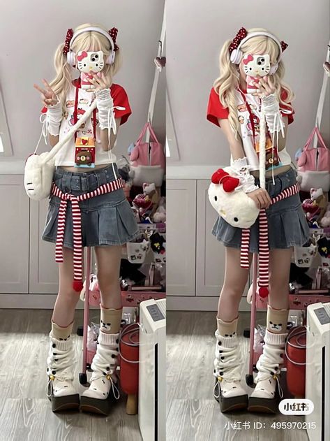 Cumcore Outfit, J Fashion Outfits, Sanrio Core Outfits, Cute Core Outfit, Don’t Judge Me, Outfit Ideas Kawaii, Cute Asian Outfits, Cute Kawaii Clothes, Sanrio Outfits