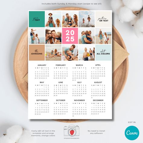 Portfolio Categories Calendars Photo Collage Calendar Design, One Page Calendar Design, Photo Calendar Design, Calendar Design Layout, 2025 Photo, Custom Photo Calendar, Calendar Design Template, Table Calendar, Creative Calendar