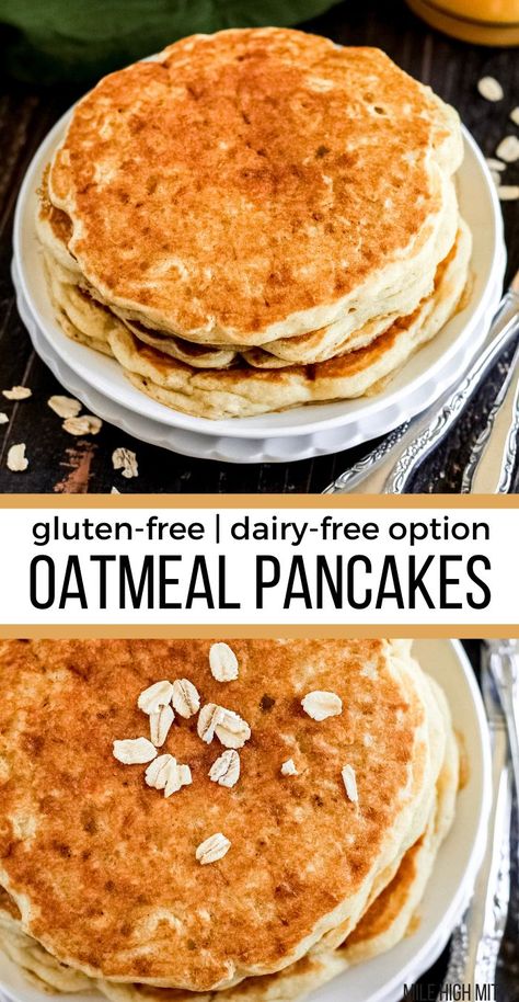 Gluten Free Dairy Free Pancakes, Gluten Free Oatmeal Pancakes, Oatmeal Pancakes Easy, Oat Pancake Recipe, Oatmeal Pancakes Recipe, Dairy Free Pancakes, Healthy Pancake Recipes, Easy Oatmeal, Gluten Free Oatmeal